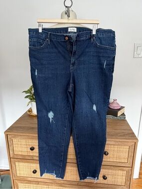 Nicole Miller NY Soho High Rise Ankle Slim Jeans 18 Raw Hem